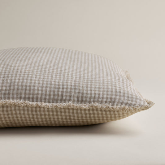 European pure linen Vichy cover - 20" x 20" cushion