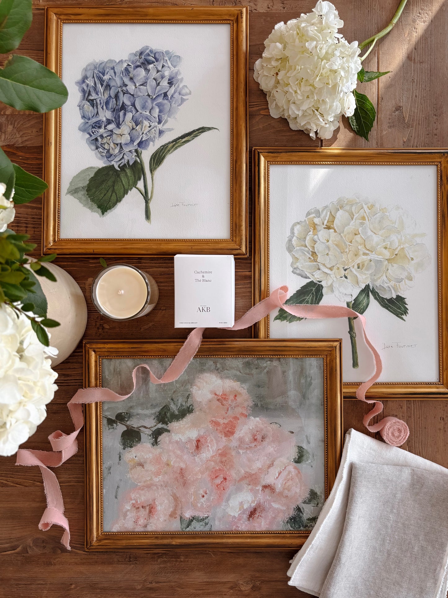 Lise Collection - White Hydrangea Watercolors