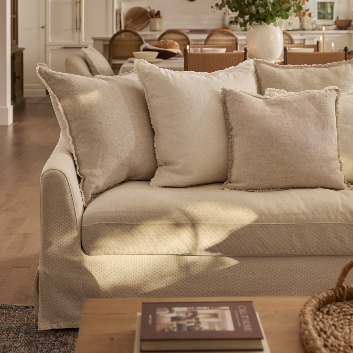 Housse de coussin pur lin européen - 20" x 20" Crème